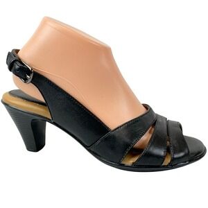 Softspots‎ Neima Womens 9N Black Slingback Heeled Sandals Comfort Shoes